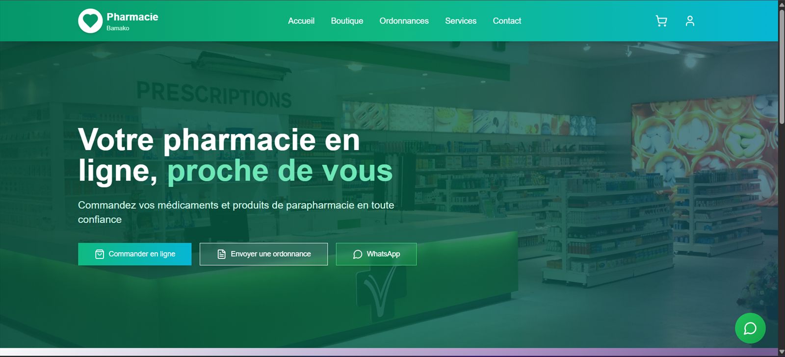 Aperçu du projet Pharma Connect, pharmacie digitale
